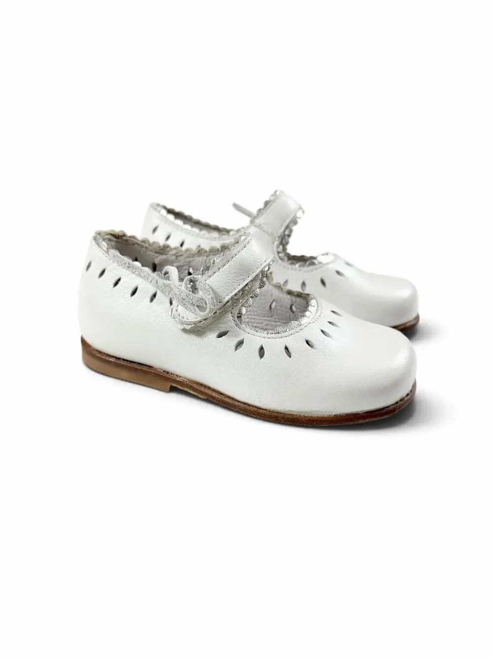 Shoe Be Baby White Leather Cutout Mary Jane Shoes Size 5 (EU 20)